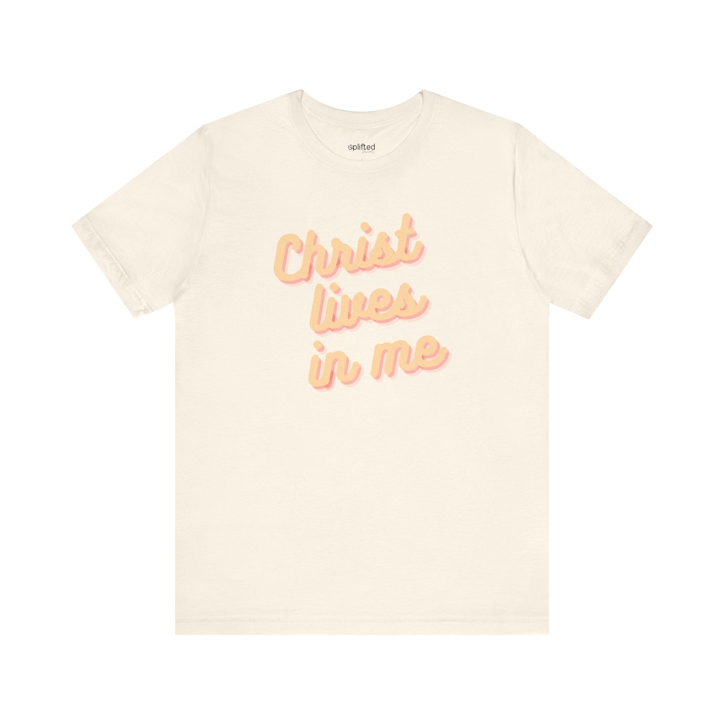 Christ Lives in Me Christian T-Shirt, Natural Front