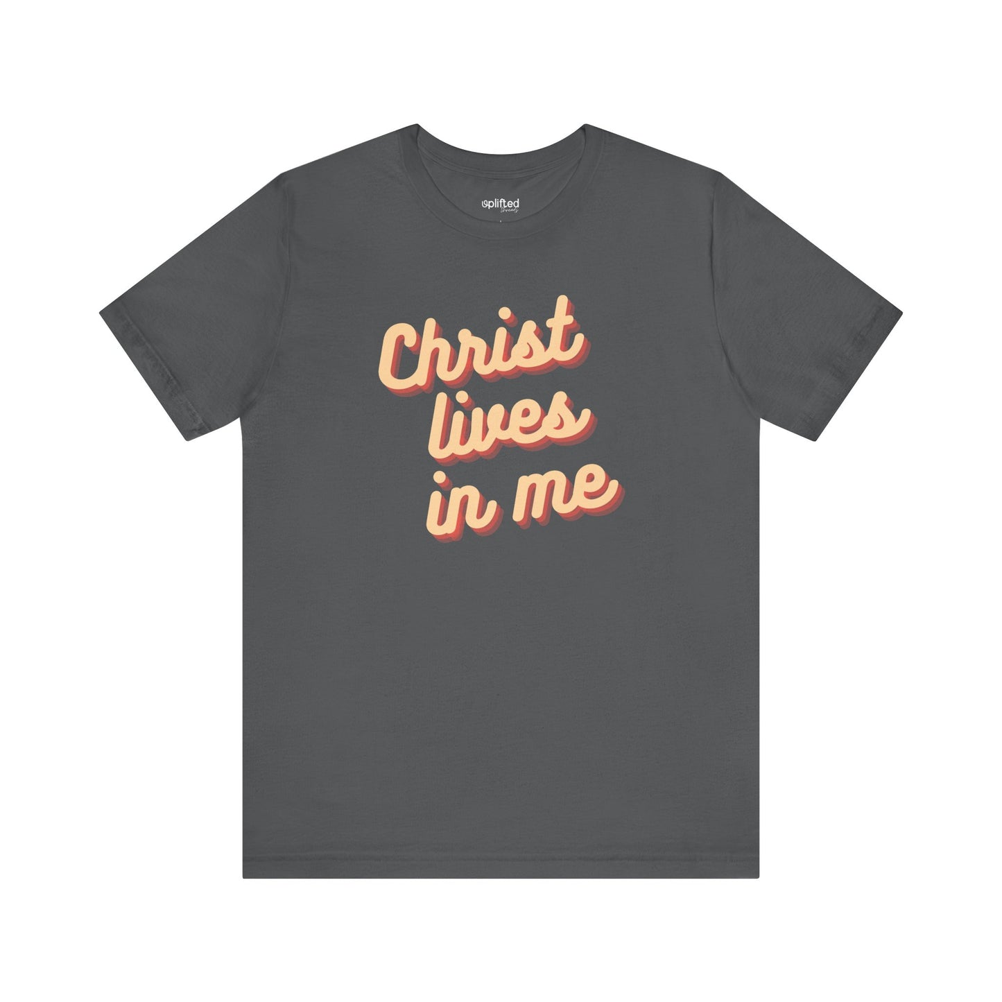 Christ Lives in Me Christian T-Shirt, Asphalt Front