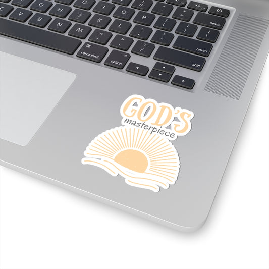 God's Masterpiece Vinyl Sticker, Lifestyle Laptop White Front
