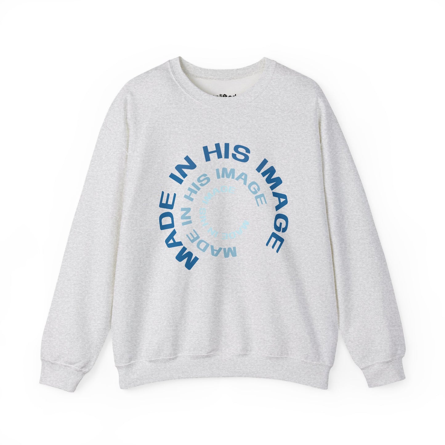 Made in His Image Crewneck, Ash Front