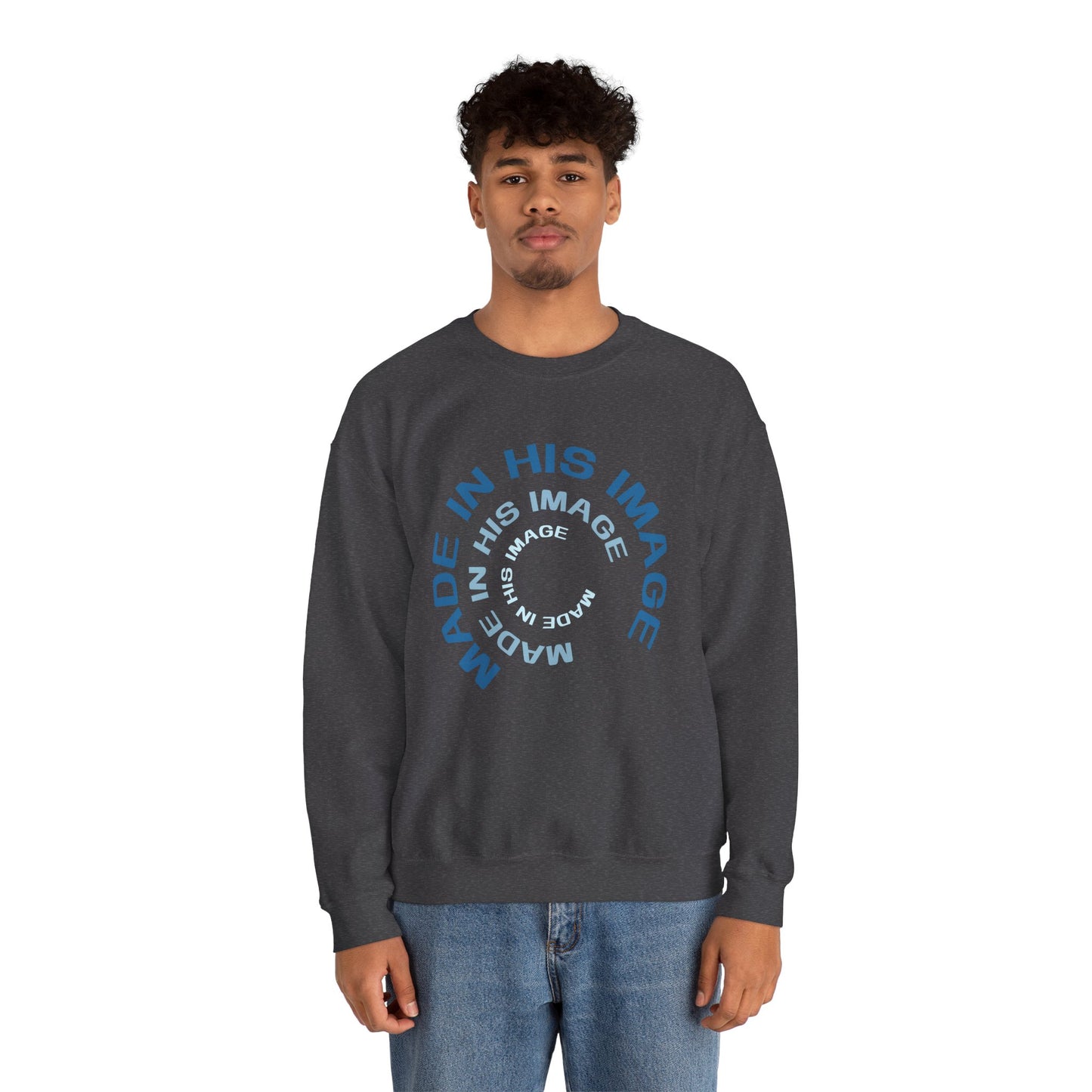 Made in His Image Crewneck, Context Dark Heather Front
