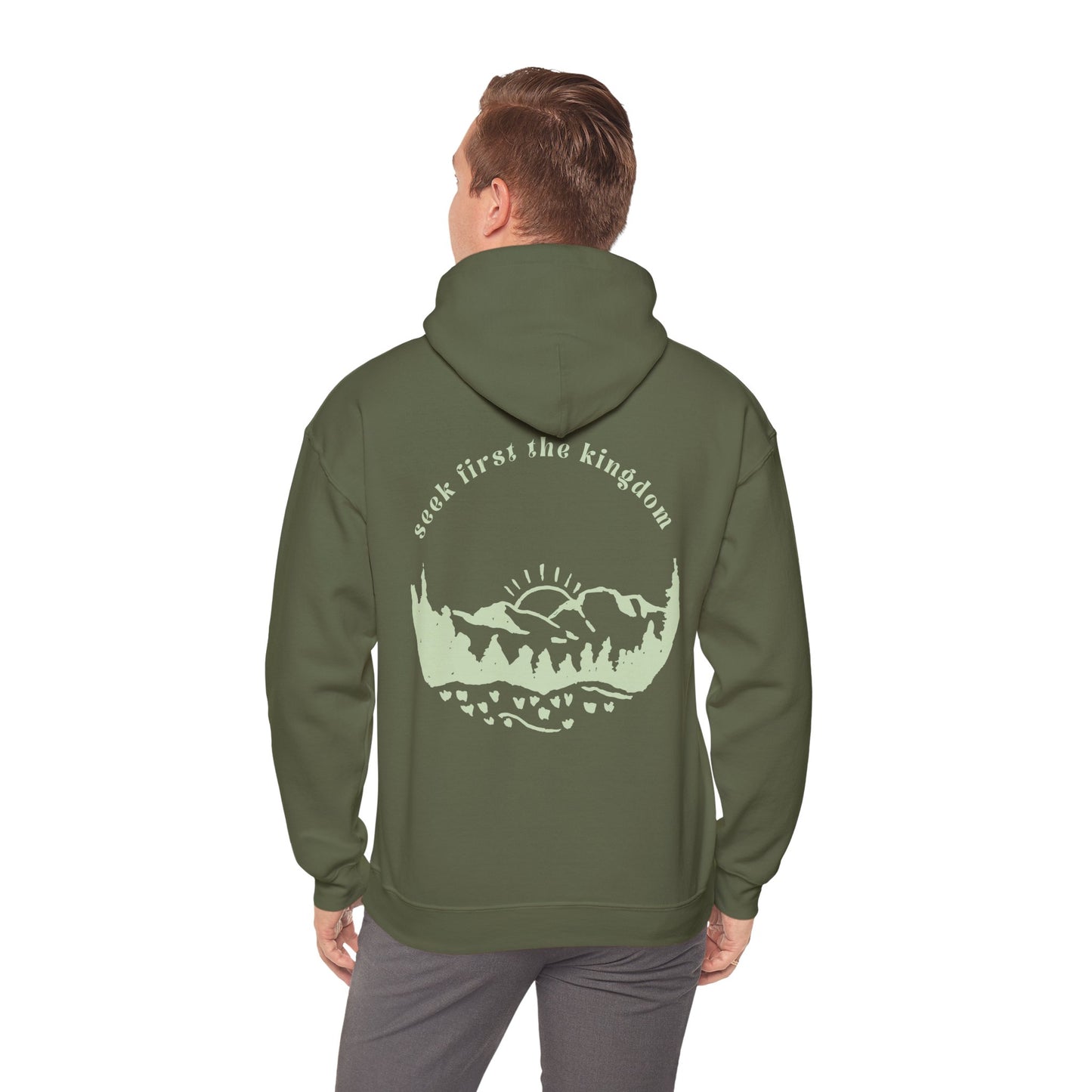 Seek the Kingdom Hoodie, Context Military Green Back