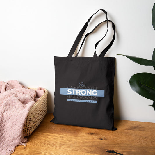 Strong and Courageous Tote Bag, Lifestyle Front