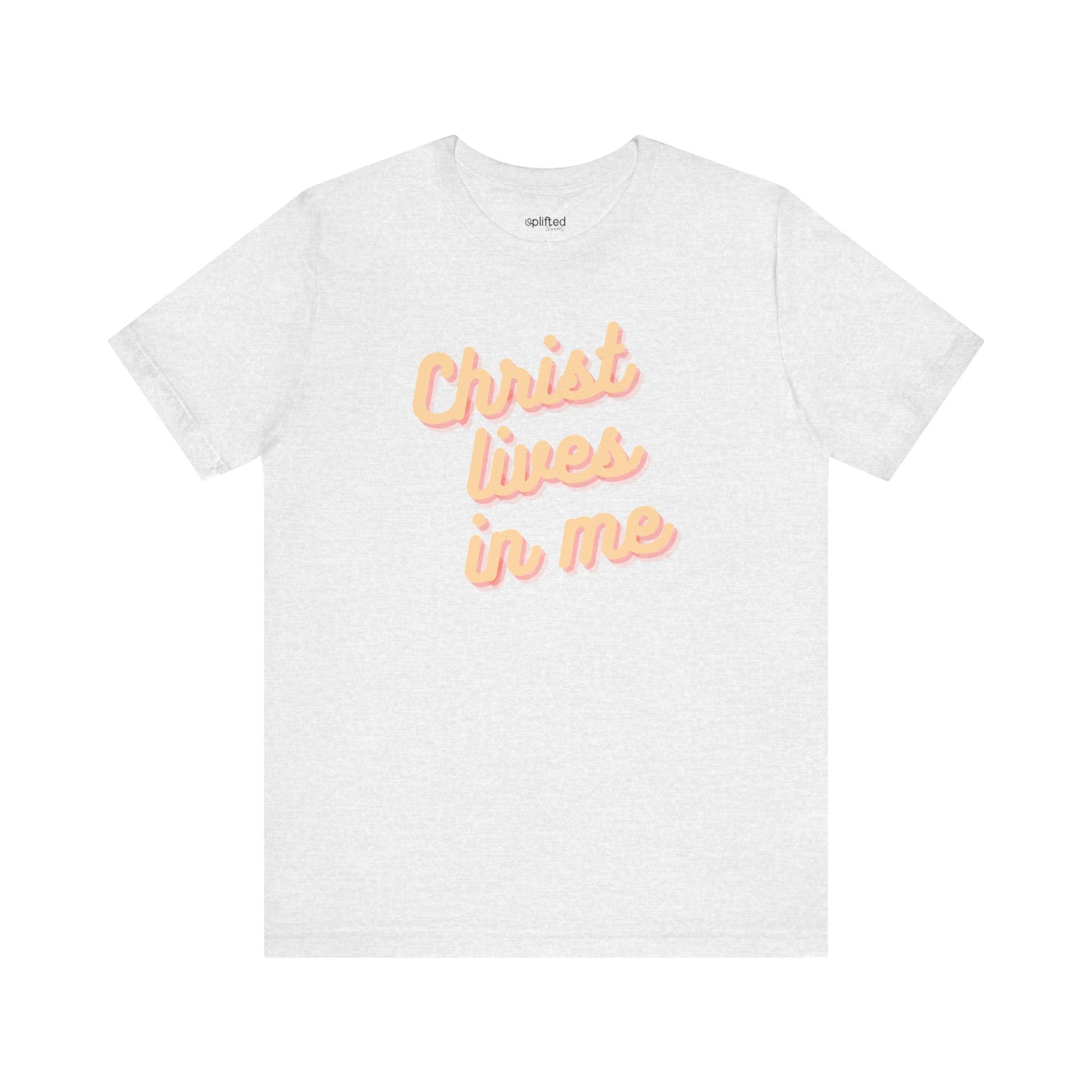 Christ Lives in Me Christian T-Shirt, Ash Front