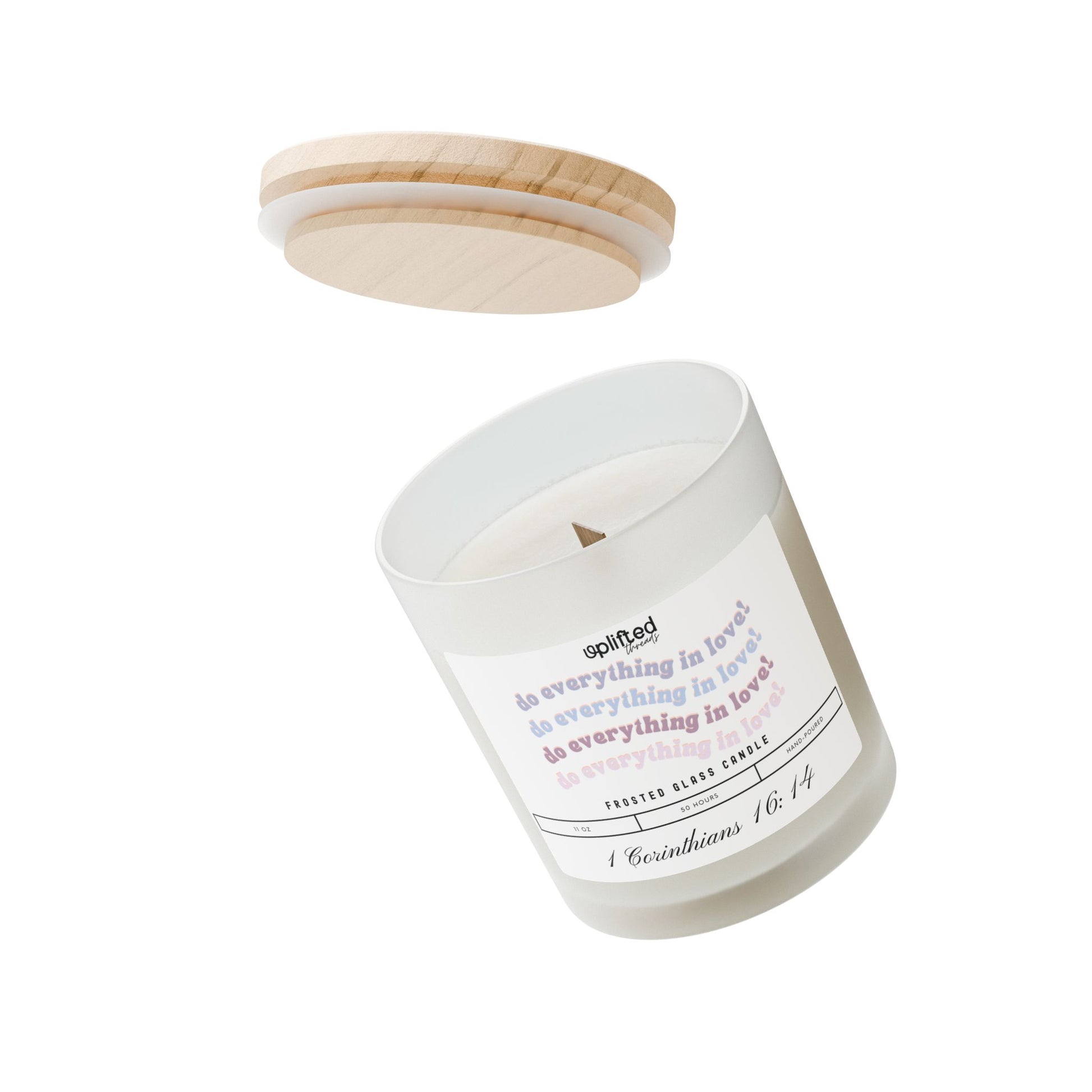 Do Everything in Love Christian Candle, Tilted Open Front