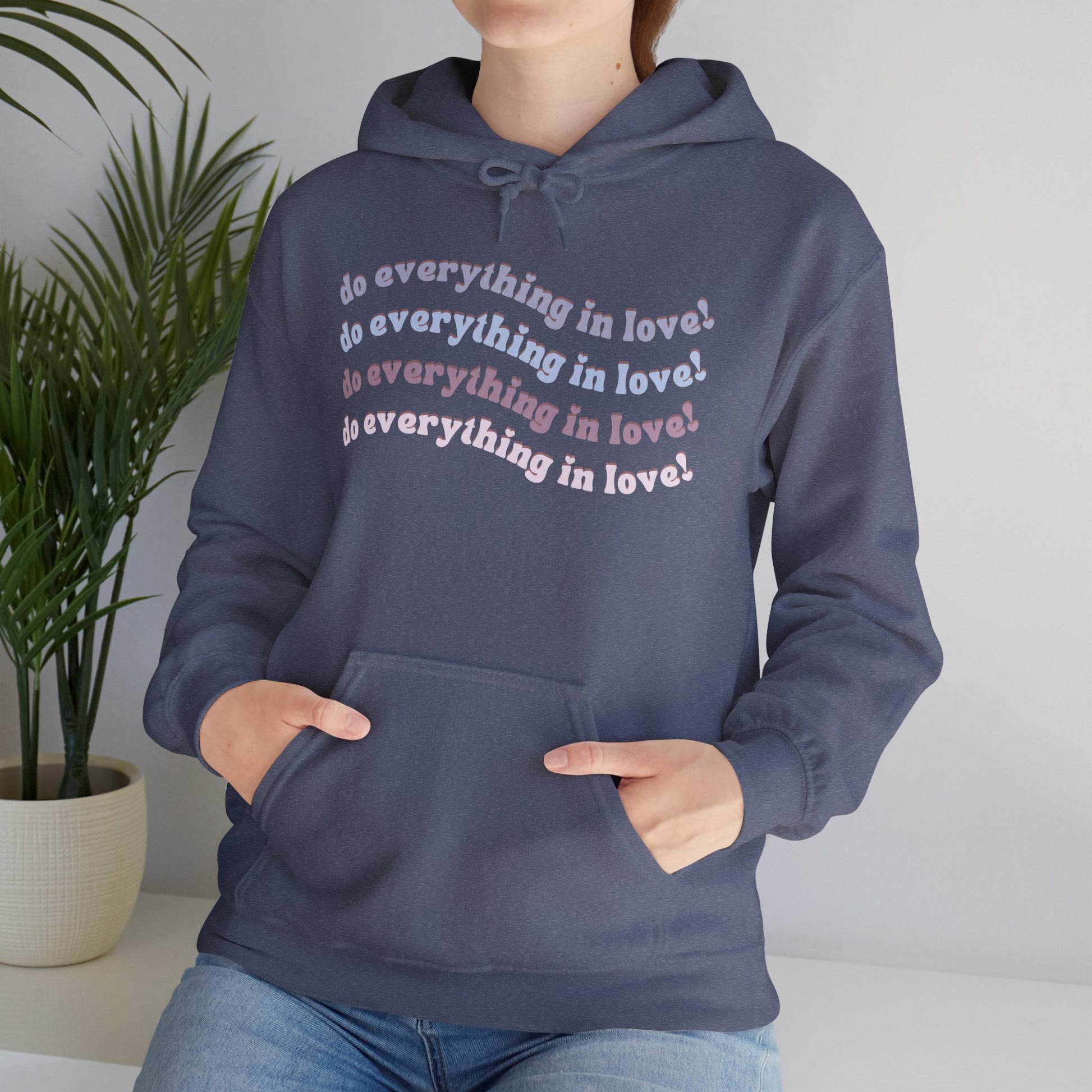 Everything in Love Hoodie, Lifestyle Heather Navy Front