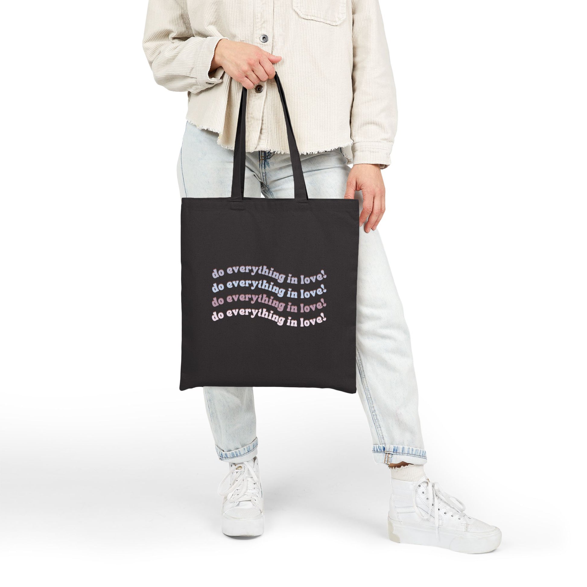 Everything in Love Tote Bag, Context Black Front