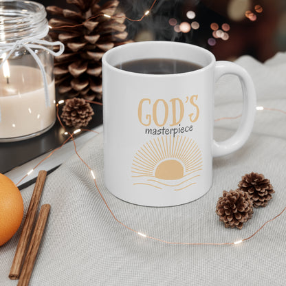 God's Masterpiece Ceramic Mug, Lifestyle Front