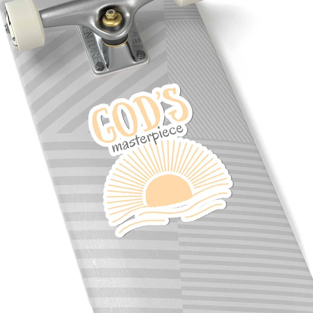 God's Masterpiece Vinyl Sticker, Skateboard White Front