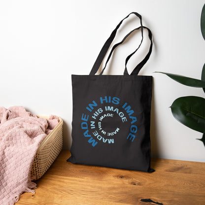 His Image Tote Bag, Lifestyle Black Front