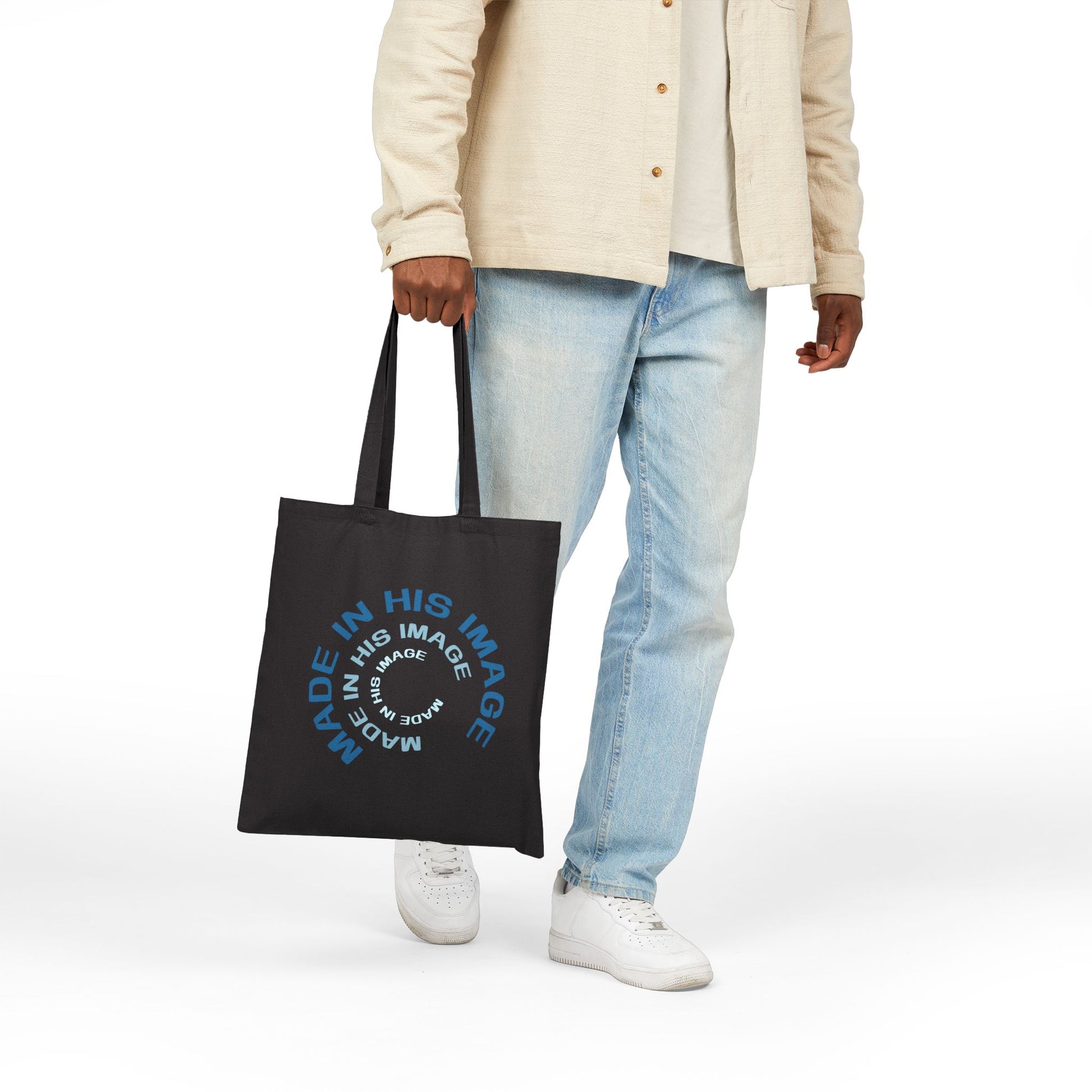 His Image Tote Bag, Context Black Front