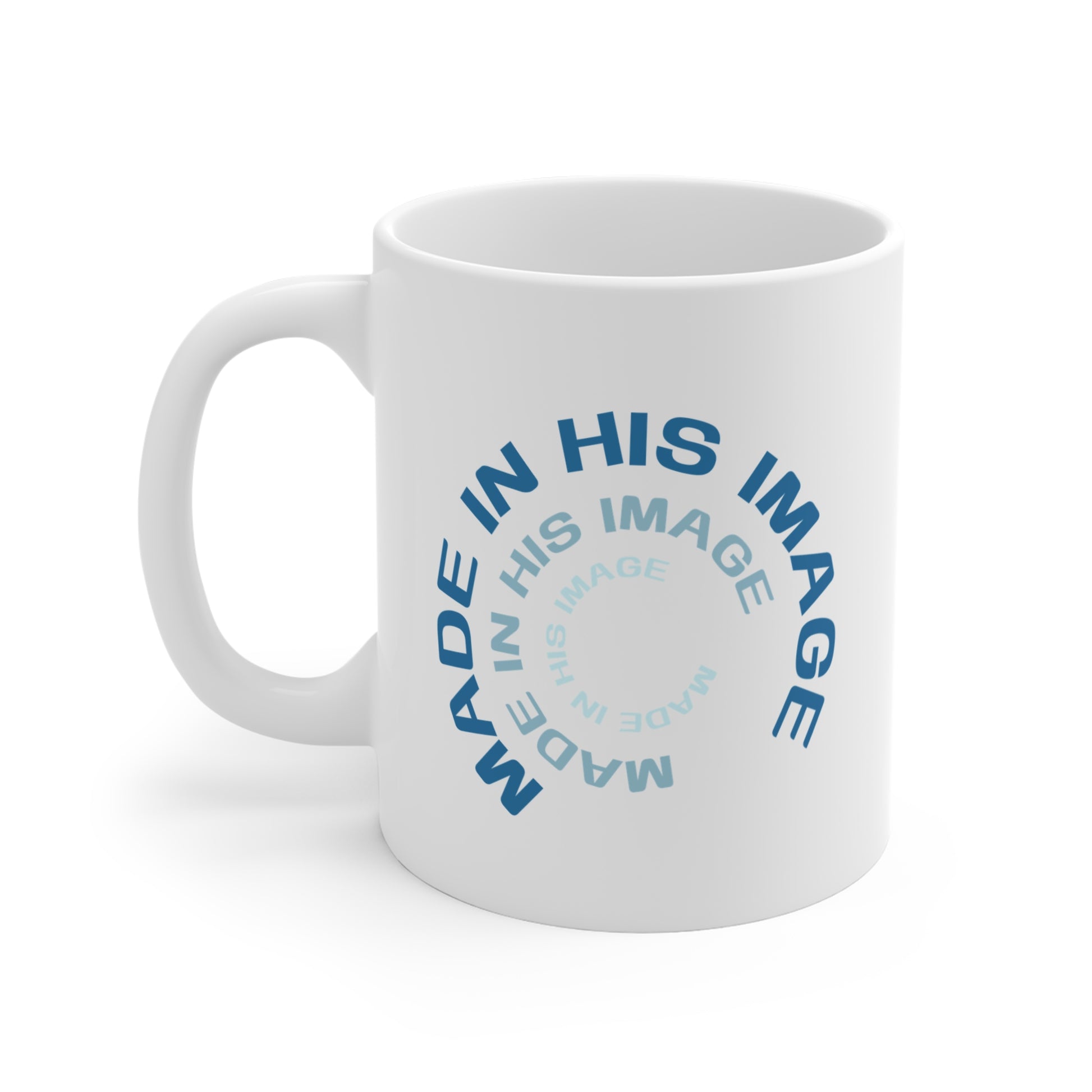 Made in His Image Christian Mug, Back