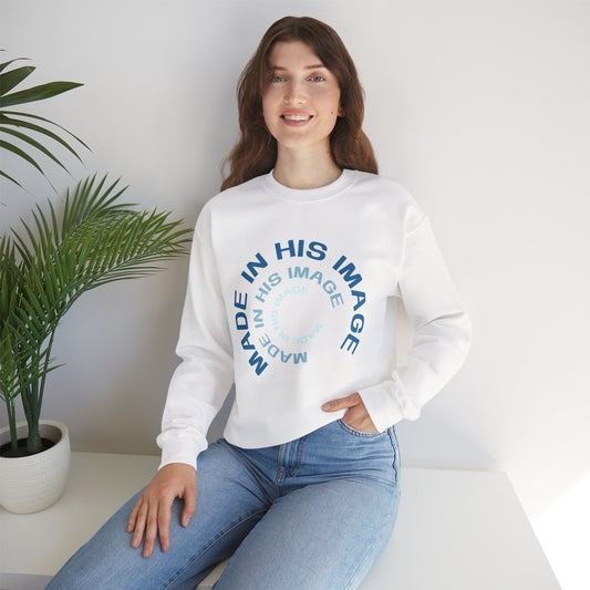 Made in His Image Crewneck, Lifestyle White Front