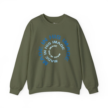 Made in His Image Crewneck, Military Green Front