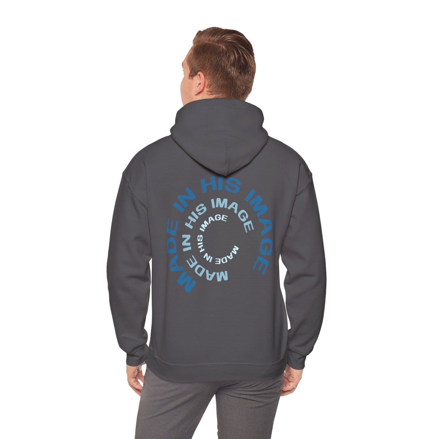 Made in His Image Hoodie, Context Charcoal Back