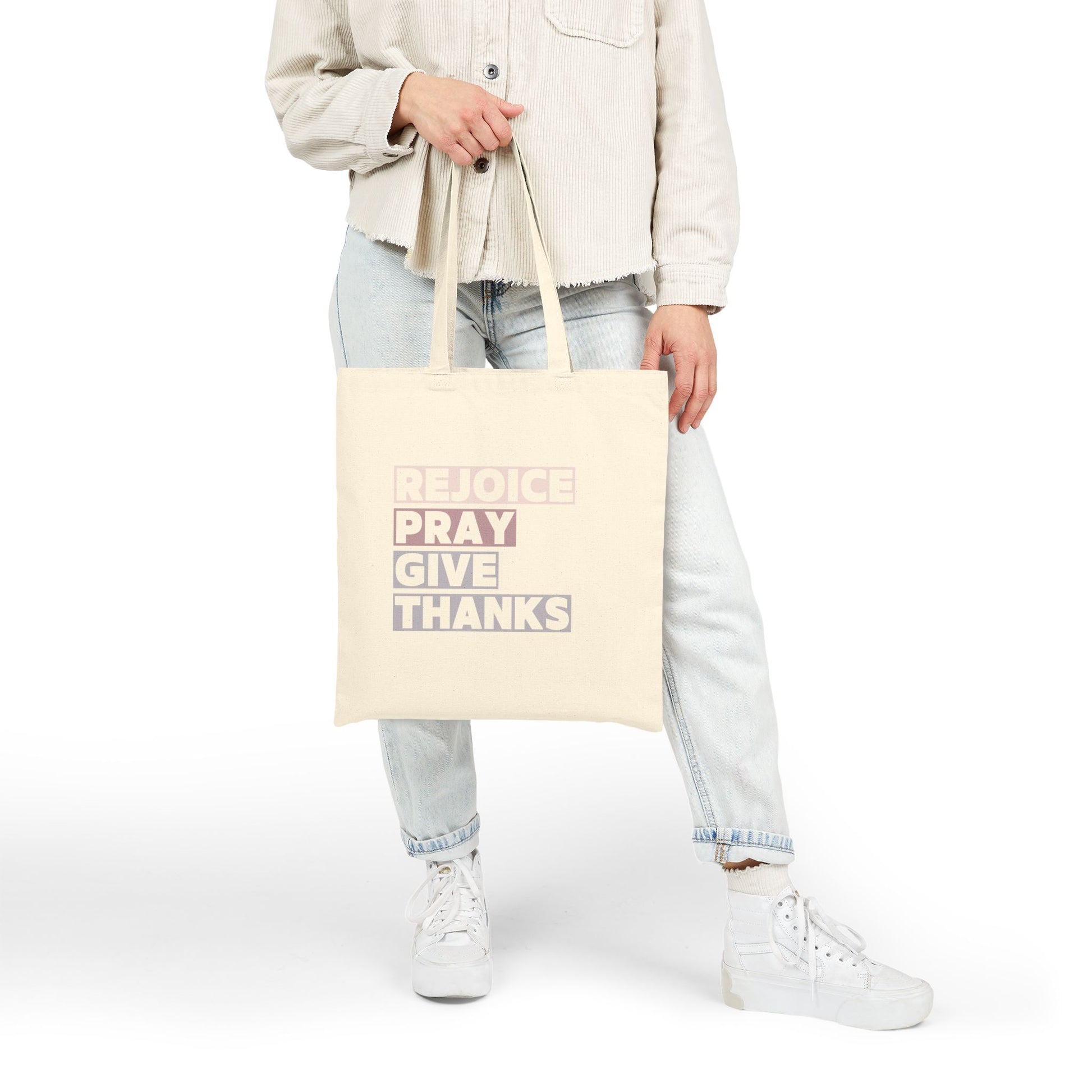Rejoice Pray Thanks Tote Bag, Context Natural Front