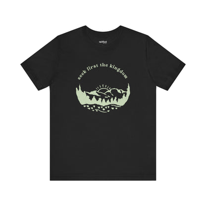 Seek the Kingdom Christian T-Shirt, Black Front