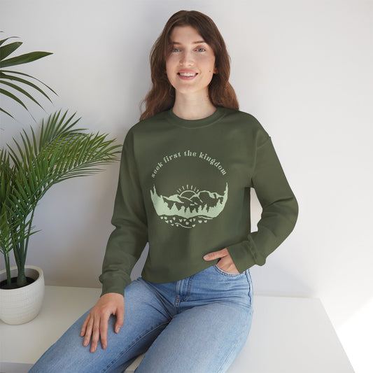Seek the Kingdom Crewneck, Lifestyle Military Green Front