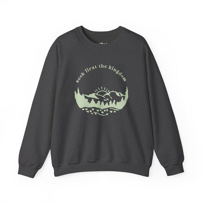 Seek the Kingdom Crewneck, Dark Heather Front