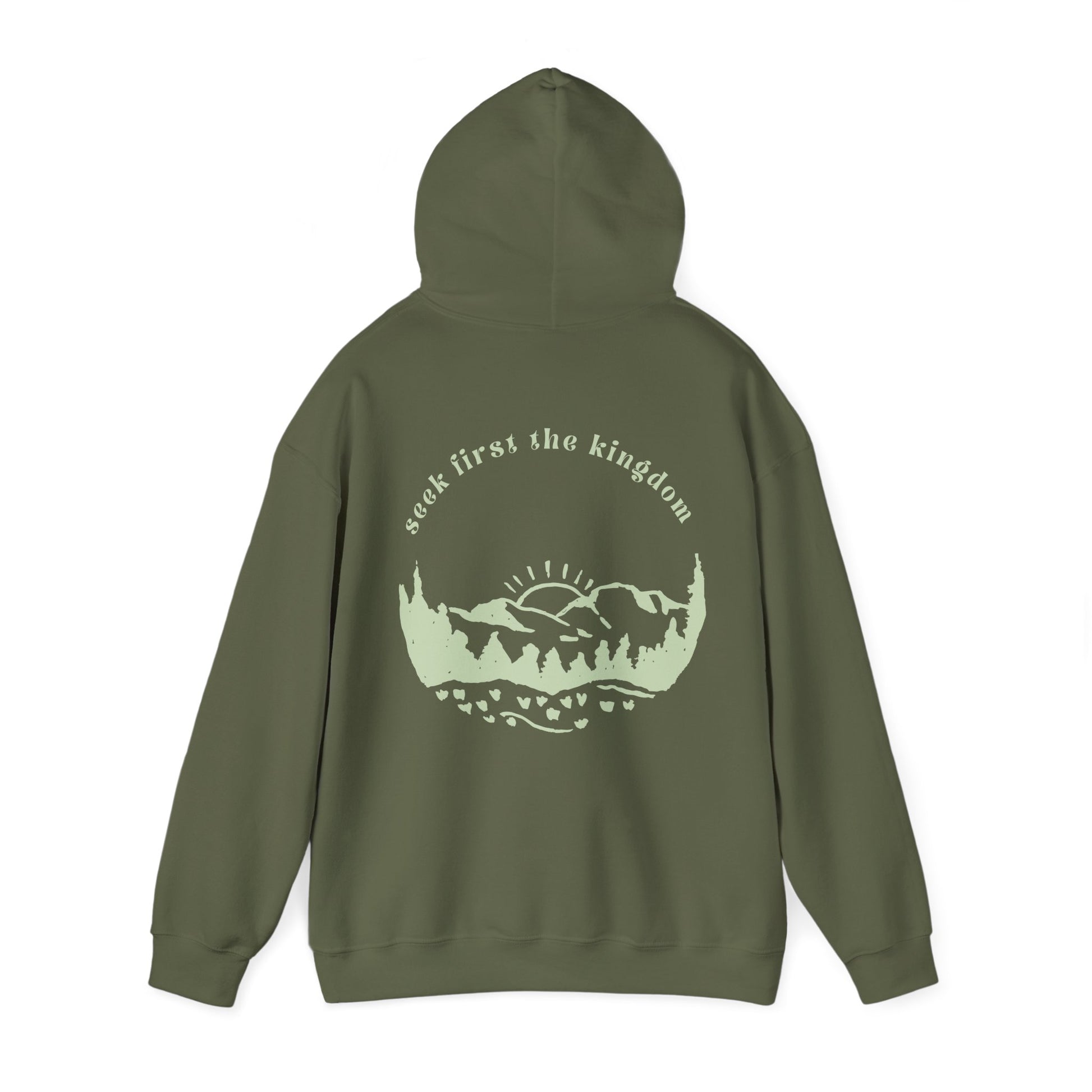 Seek the Kingdom Hoodie, Military Green Back