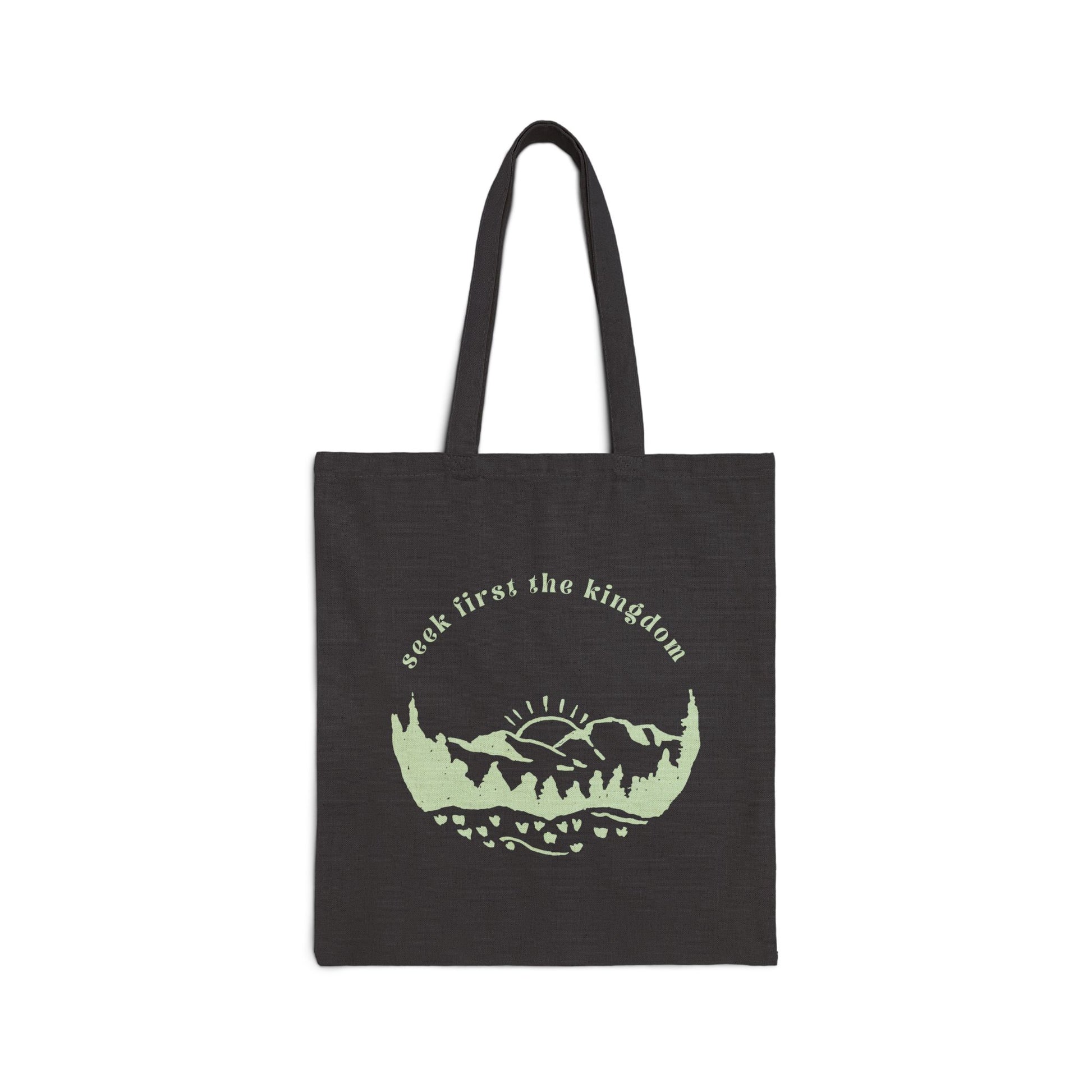 Seek the Kingdom Tote Bag, Black Front