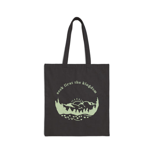 Seek the Kingdom Tote Bag, Black Front