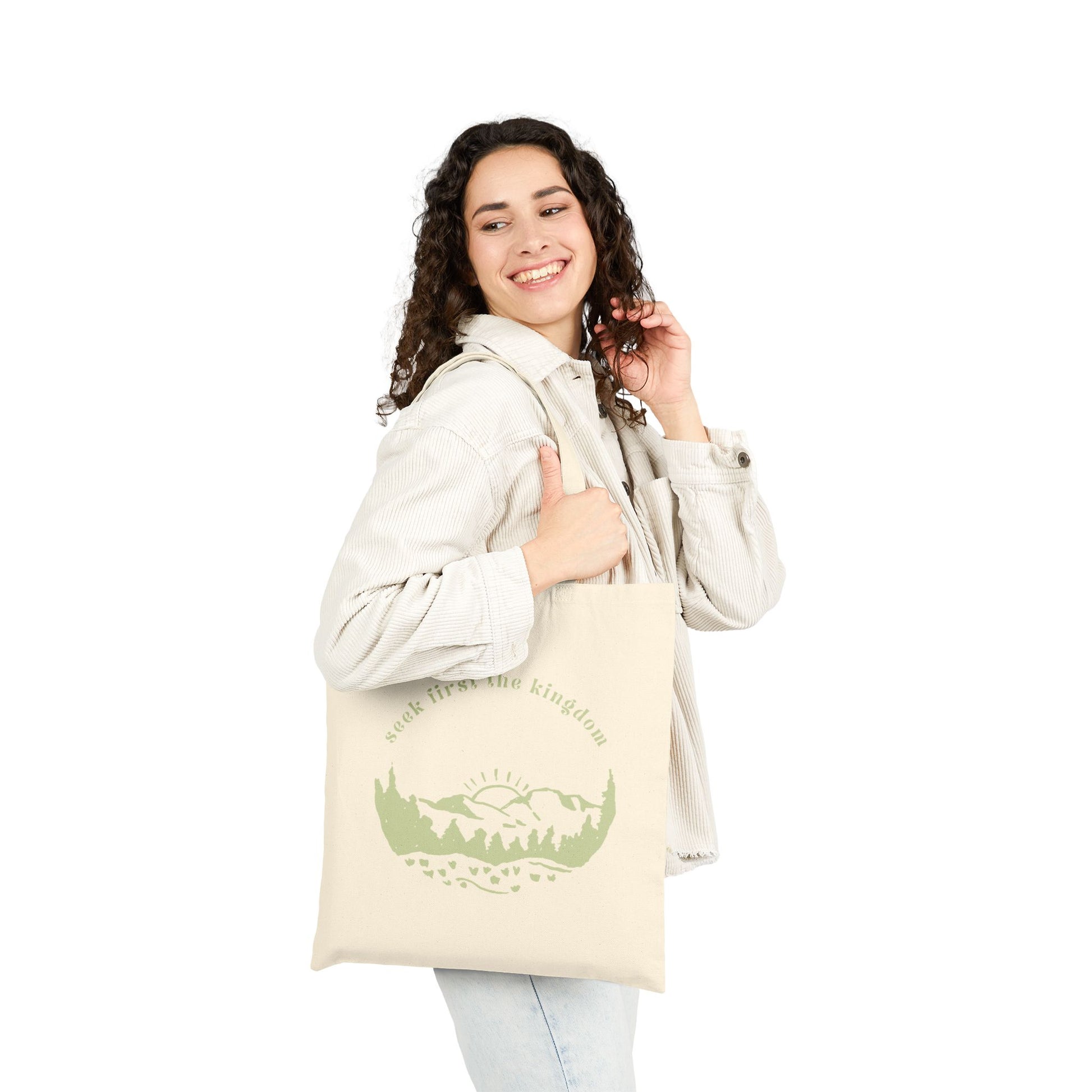 Seek the Kingdom Tote Bag, Context Natural back