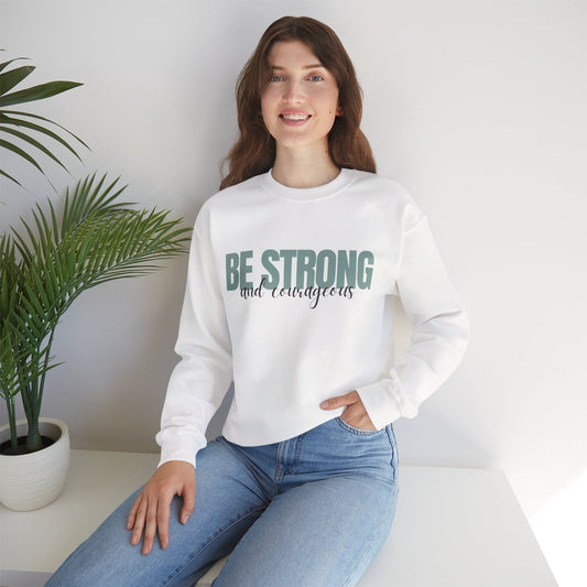 Strong and Courageous Crewneck, Lifestyle White Front