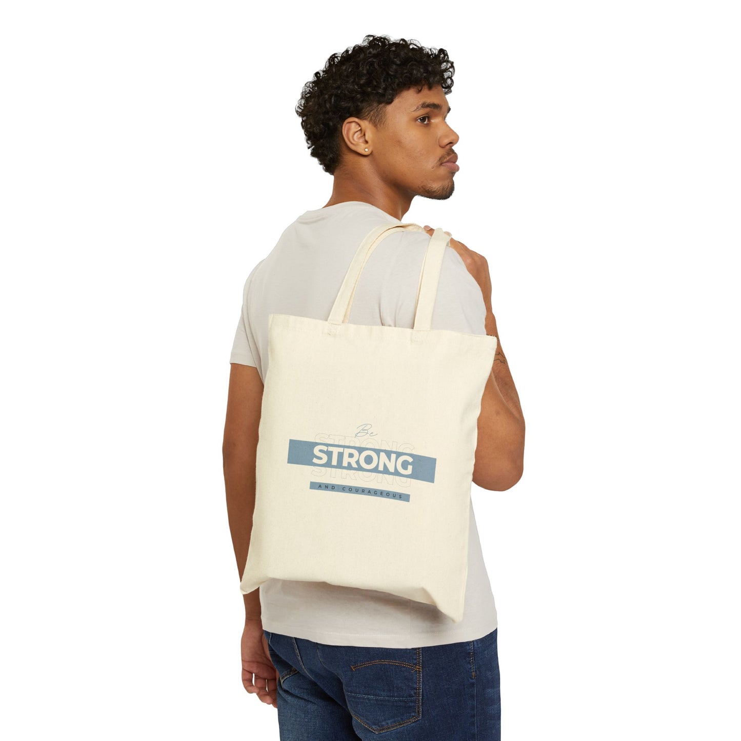 Strong and Courageous Tote Bag, Context Natural front