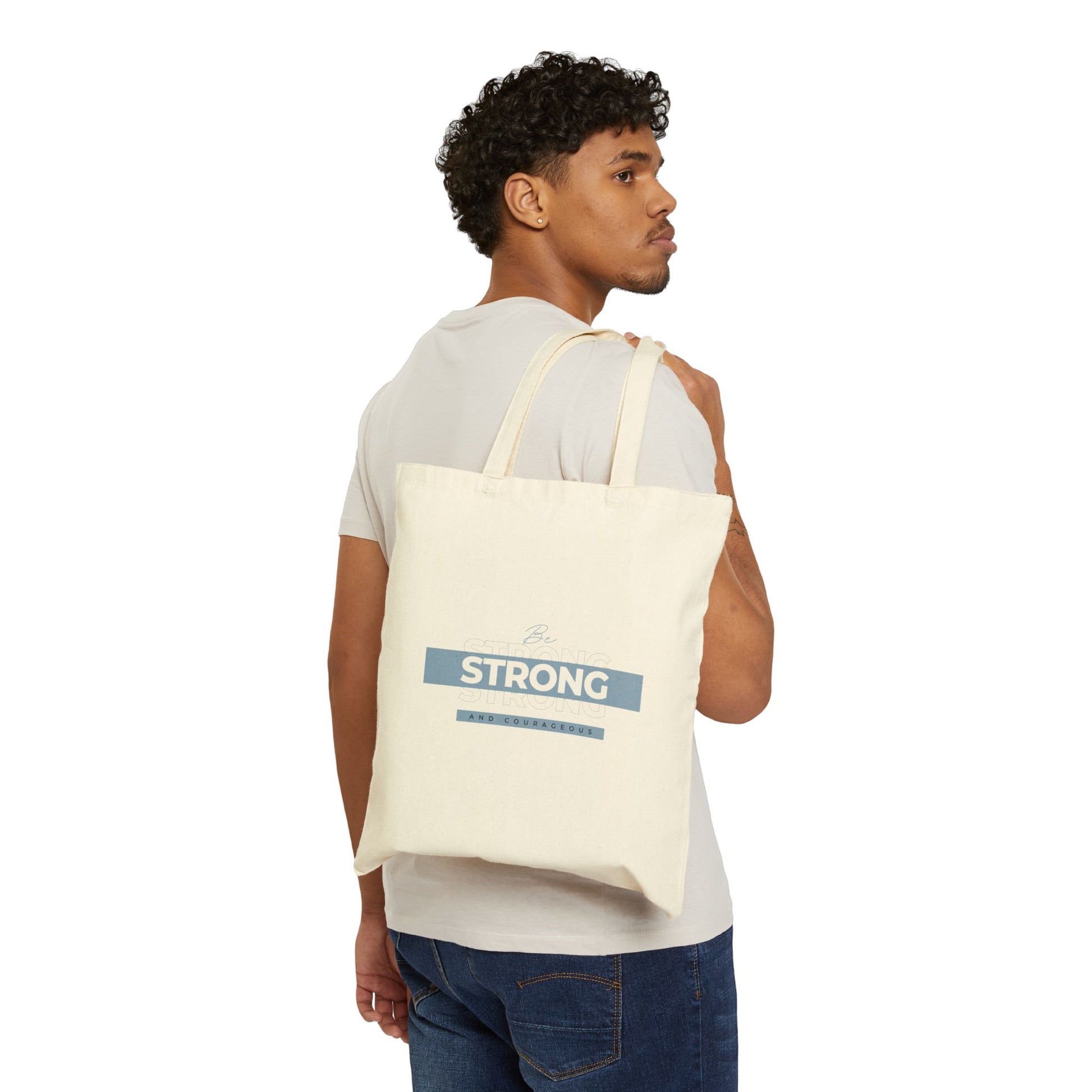 Strong and Courageous Tote Bag, Context Natural front