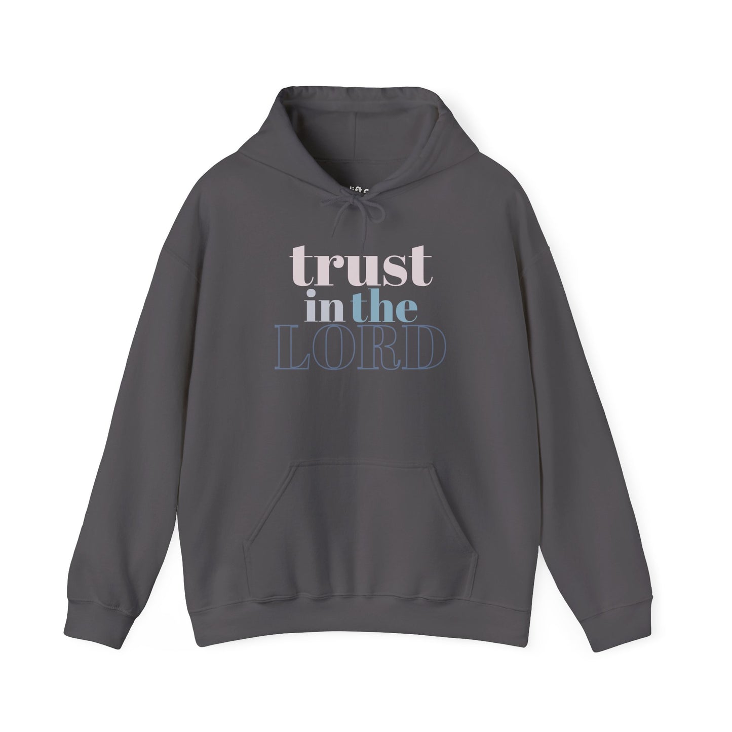Trust in The Lord Hoodie, Charcoal Front