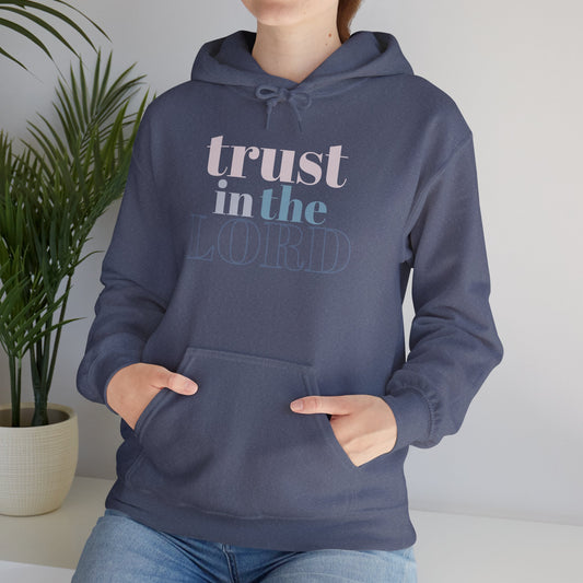 Trust in The Lord Hoodie, Lifestyle Heather Navy Front