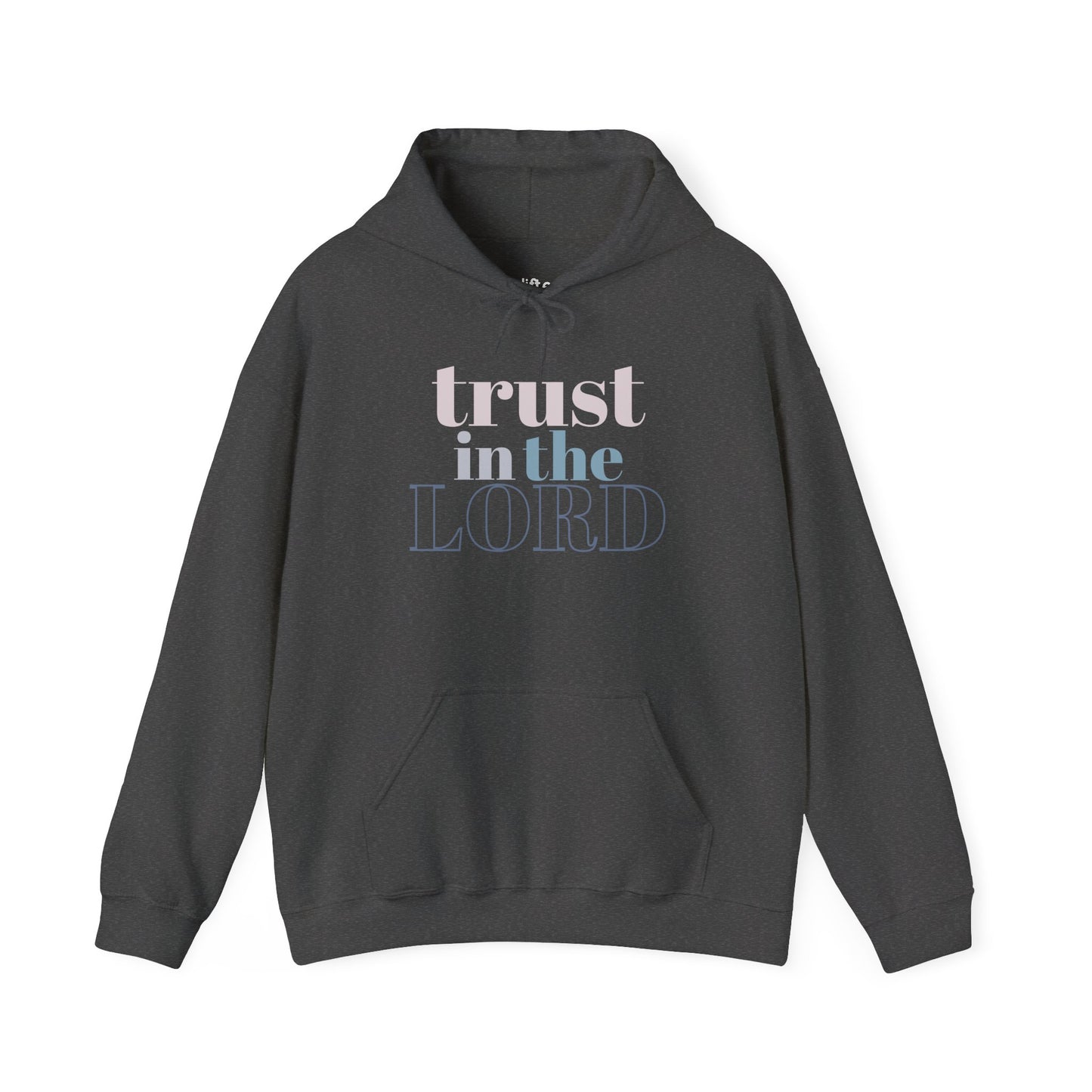 Trust in The Lord Hoodie, Dark Heather Front