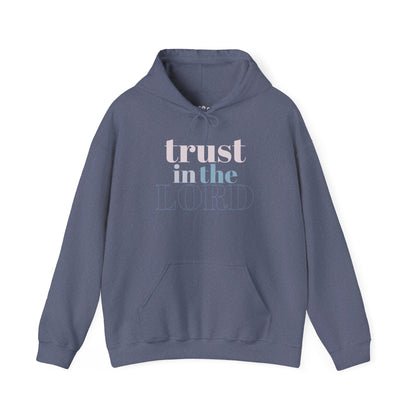 Trust in The Lord Hoodie, Heather Navy Front