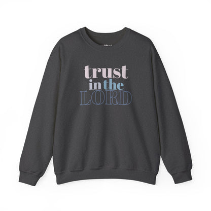 Trust the Lord Crewneck, Dark Heather Front