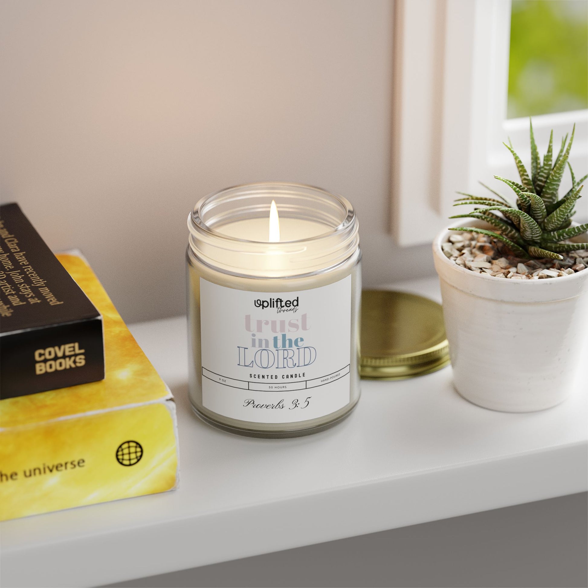Trust the Lord Scented Candle, Decor Piece Front