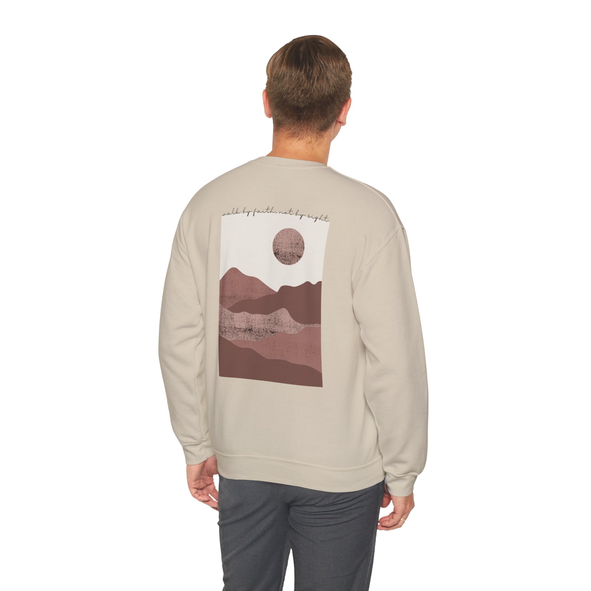 Walk by Faith Crewneck, Context Sand Back